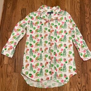 Toss Designs Snow Skiing Giraffe 100% Cotton Sleepshirt (Size L/XL)